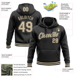 Custom Stitched Black Cream Sports Pullover Sweatshirt Hoodie