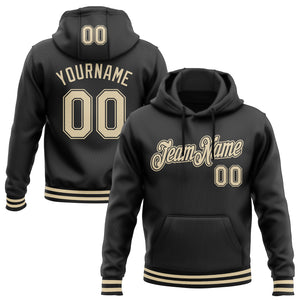 Custom Stitched Black Cream Sports Pullover Sweatshirt Hoodie