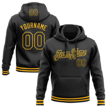 Load image into Gallery viewer, Custom Stitched Black Gold Sports Pullover Sweatshirt Hoodie
