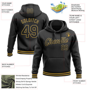 Custom Stitched Black Old Gold Sports Pullover Sweatshirt Hoodie