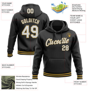 Custom Stitched Black White-Old Gold Sports Pullover Sweatshirt Hoodie