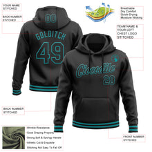 Load image into Gallery viewer, Custom Stitched Black Teal Sports Pullover Sweatshirt Hoodie
