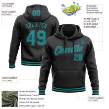 Laden Sie das Bild in den Galerie-Viewer, Custom Stitched Black Teal Sports Pullover Sweatshirt Hoodie
