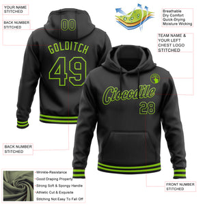 Custom Stitched Black Neon Green Sports Pullover Sweatshirt Hoodie