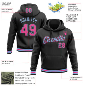 Custom Stitched Black Pink-Light Blue Sports Pullover Sweatshirt Hoodie