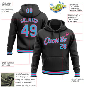 Custom Stitched Black Sky Blue-Pink Sports Pullover Sweatshirt Hoodie