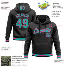 Laden Sie das Bild in den Galerie-Viewer, Custom Stitched Black Aqua-Pink Sports Pullover Sweatshirt Hoodie
