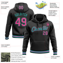 Загрузить изображение в средство просмотра галереи, Custom Stitched Black Pink-Aqua Sports Pullover Sweatshirt Hoodie
