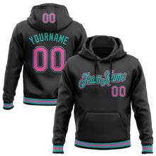 Загрузить изображение в средство просмотра галереи, Custom Stitched Black Pink-Aqua Sports Pullover Sweatshirt Hoodie
