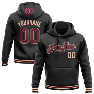 Custom Stitched Black Crimson-City Cream Sports Pullover Sweatshirt Hoodie