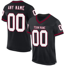 Load image into Gallery viewer, Custom Black White-Maroon Mesh Authentic Throwback Football Jersey
