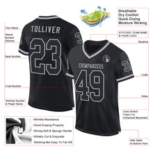 Load image into Gallery viewer, Custom Black Gray Mesh Authentic Throwback Football Jersey
