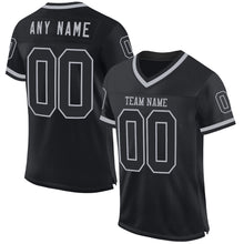 Load image into Gallery viewer, Custom Black Gray Mesh Authentic Throwback Football Jersey
