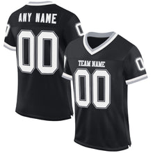 Загрузить изображение в средство просмотра галереи, Custom Black White-Gray Mesh Authentic Throwback Football Jersey
