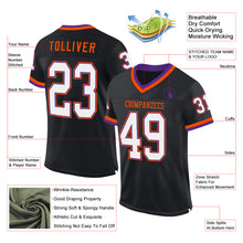 Load image into Gallery viewer, Custom Black Purple-Orange Mesh Authentic Throwback Football Jersey
