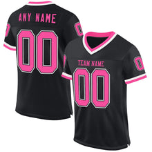 Load image into Gallery viewer, Custom Black Pink-White Mesh Authentic Throwback Football Jersey
