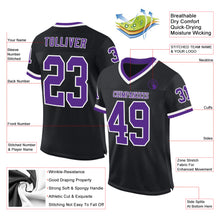 Загрузить изображение в средство просмотра галереи, Custom Black Purple-White Mesh Authentic Throwback Football Jersey
