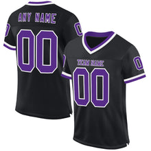 Загрузить изображение в средство просмотра галереи, Custom Black Purple-White Mesh Authentic Throwback Football Jersey
