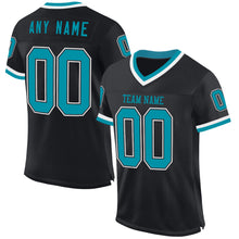 Load image into Gallery viewer, Custom Black Teal-White Mesh Authentic Throwback Football Jersey
