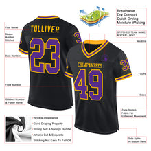 Загрузить изображение в средство просмотра галереи, Custom Black Purple-Gold Mesh Authentic Throwback Football Jersey
