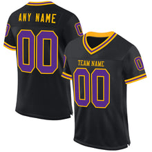 Загрузить изображение в средство просмотра галереи, Custom Black Purple-Gold Mesh Authentic Throwback Football Jersey
