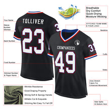 Load image into Gallery viewer, Custom Black Royal-Red Mesh Authentic Throwback Football Jersey
