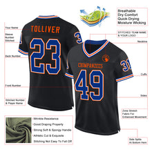 Load image into Gallery viewer, Custom Black Royal-Orange Mesh Authentic Throwback Football Jersey
