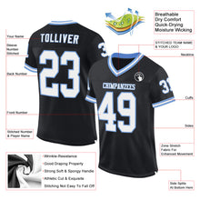 Загрузить изображение в средство просмотра галереи, Custom Black White-Light Blue Mesh Authentic Throwback Football Jersey
