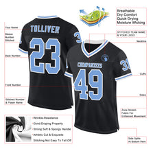 Загрузить изображение в средство просмотра галереи, Custom Black Light Blue-White Mesh Authentic Throwback Football Jersey
