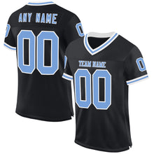 Загрузить изображение в средство просмотра галереи, Custom Black Light Blue-White Mesh Authentic Throwback Football Jersey
