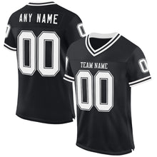 Загрузить изображение в средство просмотра галереи, Custom Black White Mesh Authentic Throwback Football Jersey
