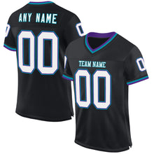 Загрузить изображение в средство просмотра галереи, Custom Black Purple-Teal Mesh Authentic Throwback Football Jersey
