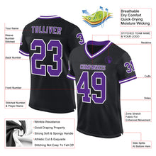 Загрузить изображение в средство просмотра галереи, Custom Black Purple-White Mesh Authentic Throwback Football Jersey
