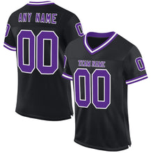 Загрузить изображение в средство просмотра галереи, Custom Black Purple-White Mesh Authentic Throwback Football Jersey
