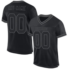 Загрузить изображение в средство просмотра галереи, Custom Black Steel Gray Mesh Authentic Throwback Football Jersey
