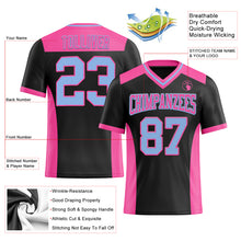 Charger l&#39;image dans la galerie, Custom Black Light Blue-Pink Mesh Authentic Football Jersey
