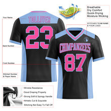 Загрузить изображение в средство просмотра галереи, Custom Black Pink-Light Blue Mesh Authentic Football Jersey
