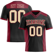 Charger l&#39;image dans la galerie, Custom Black Cream-Crimson Mesh Authentic Football Jersey
