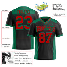 Charger l&#39;image dans la galerie, Custom Black Red-Kelly Green Mesh Authentic Football Jersey
