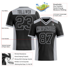 Charger l&#39;image dans la galerie, Custom Black Gray Mesh Authentic Football Jersey
