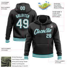 Laden Sie das Bild in den Galerie-Viewer, Custom Stitched Black White-Teal Sports Pullover Sweatshirt Hoodie
