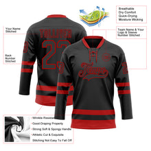 Загрузить изображение в средство просмотра галереи, Custom Black Red Hockey Lace Neck Jersey
