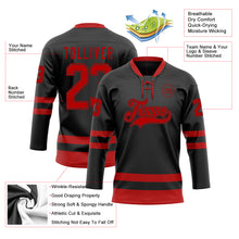 Charger l&#39;image dans la galerie, Custom Black Red Hockey Lace Neck Jersey
