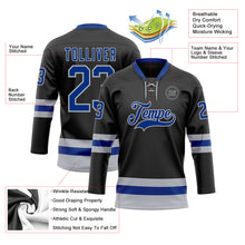 Load image into Gallery viewer, Custom Black Royal-Gray Hockey Lace Neck Jersey
