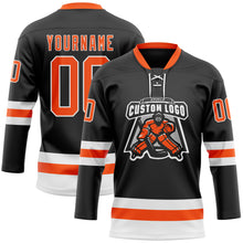 Charger l&#39;image dans la galerie, Custom Black Orange-White Hockey Lace Neck Jersey
