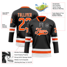 Charger l&#39;image dans la galerie, Custom Black Orange-White Hockey Lace Neck Jersey
