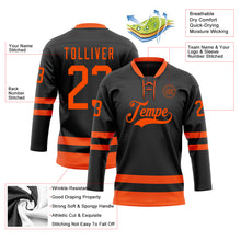 Загрузить изображение в средство просмотра галереи, Custom Black Orange Hockey Lace Neck Jersey
