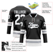 Загрузить изображение в средство просмотра галереи, Custom Black White-Gray Hockey Lace Neck Jersey
