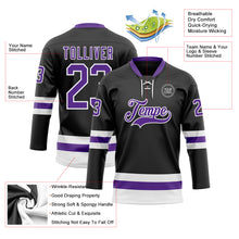 Charger l&#39;image dans la galerie, Custom Black Purple-White Hockey Lace Neck Jersey
