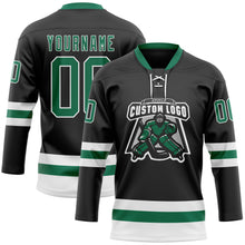 Charger l&#39;image dans la galerie, Custom Black Kelly Green-White Hockey Lace Neck Jersey
